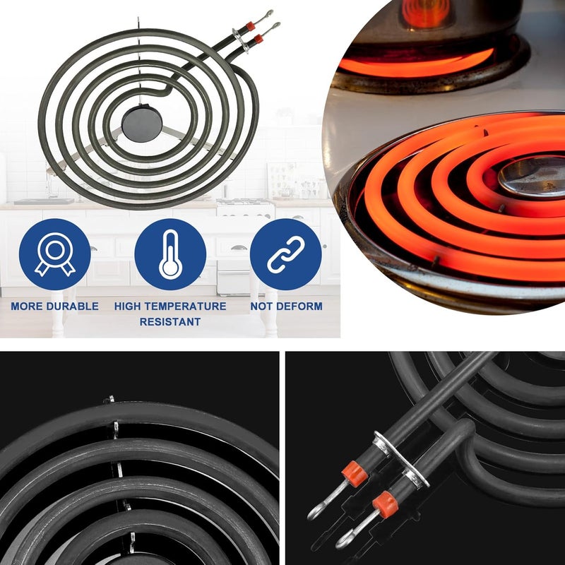 Fetechmate Upgrade MP22YA 4 Pack Electric Range Burner Element Unit Set Include 2 x MP21YA 8" Stove Burner & 2 x MP15YA 6" Stove Burner Element Fit for Frigi-daire Whirl-pool Ken-more Range Stove By - Image 4